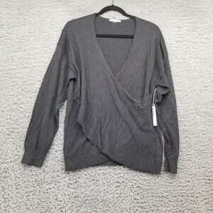 Tart Sweater Womens Medium Charcoal Gray Cashmere Blend Crossover Pullover *NWT*